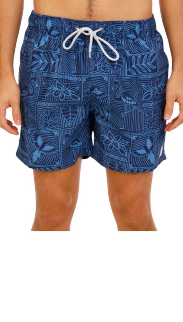 The Endless Summer Men's Printed Volley Swim Trunks Size Large Blue